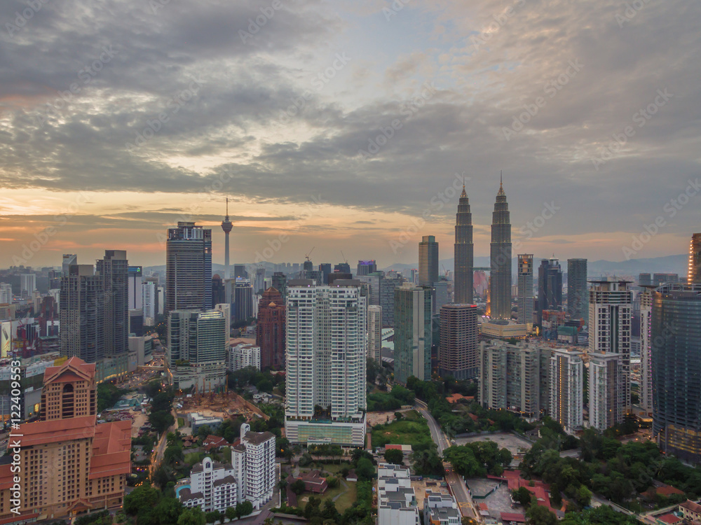 Aerial view of downtown Kuala Lumpur