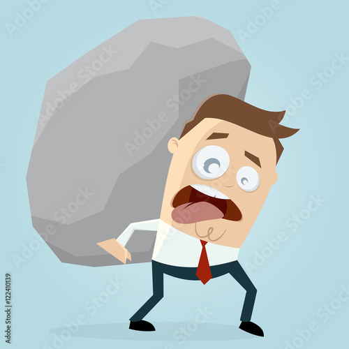 clipart of businessman carrying a big rock
