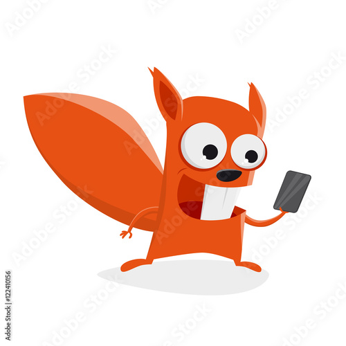 funny squirrel with smartphone