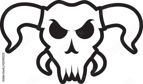 Angry bull skull with extra horns