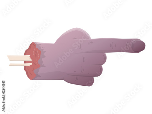 purple isolated zombie hand pointing at something