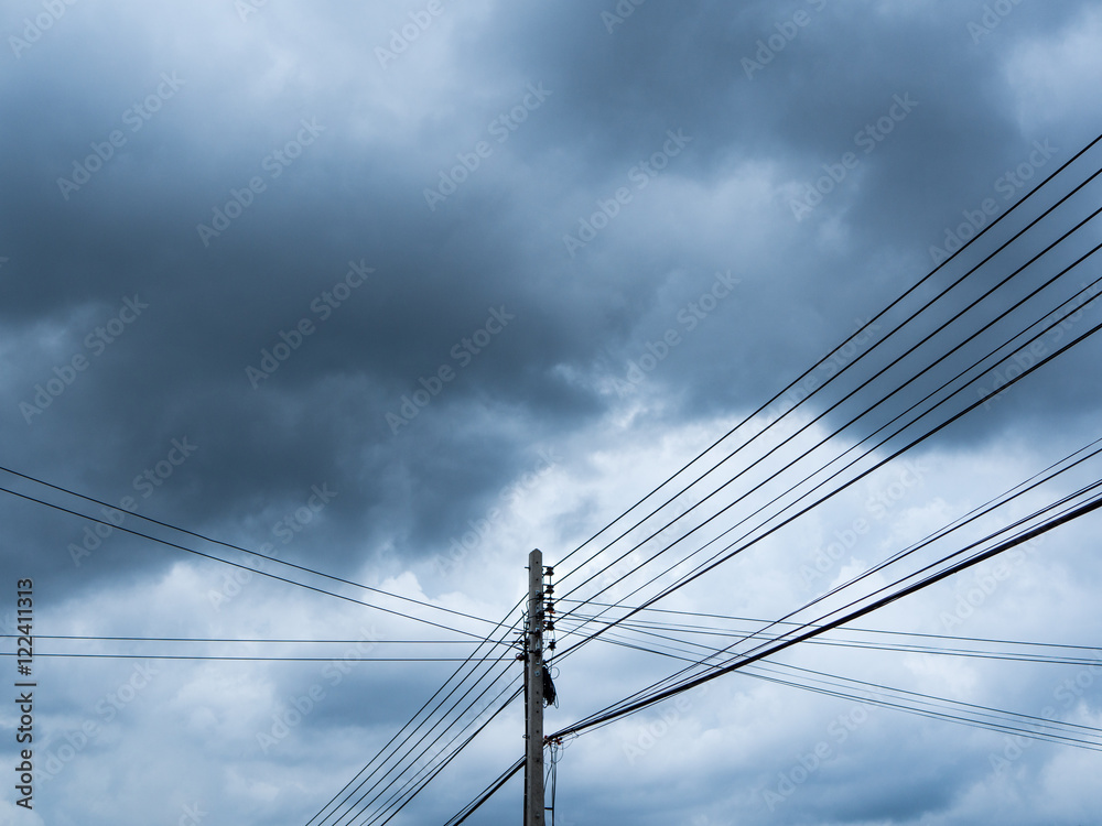 Electric pole and sky before the rain most cloudy. Electric pole and sky before the rain most cloudy.