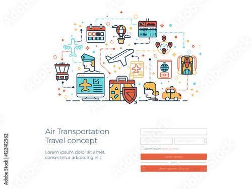 Air transportation travel concept