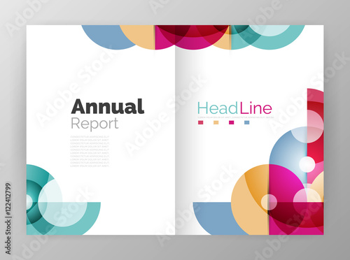 Transparent circle composition on business annual report flyer