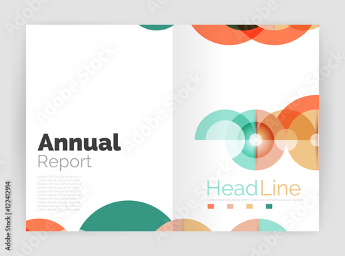 Transparent circle composition on business annual report flyer