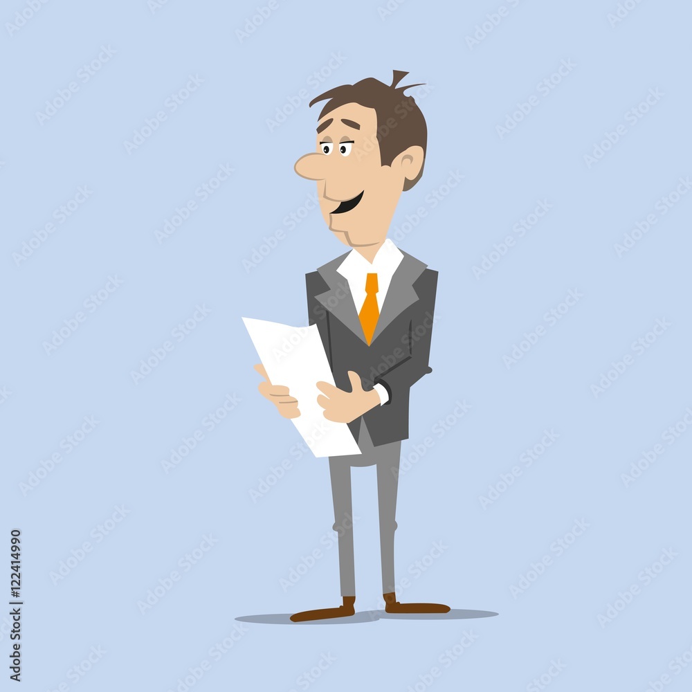 businessman is reading the document. Contract. vector illustration of cartoon