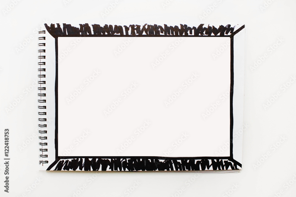 Black and white simple plain background Opened empty notebook page banner  with marker painted abstract frame isolated copyspace for text advertising  planning writing concept Stock Photo | Adobe Stock