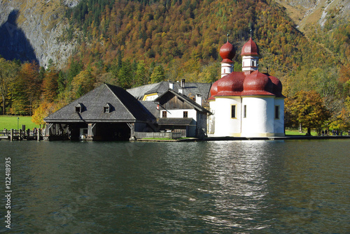 Sankt Bartholomä from the Königssee, near Berchtesgaden photo