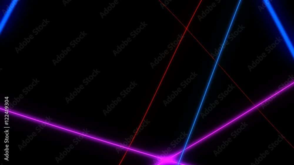 A 10 second loop of multi colored lasers animating over black with matte included.