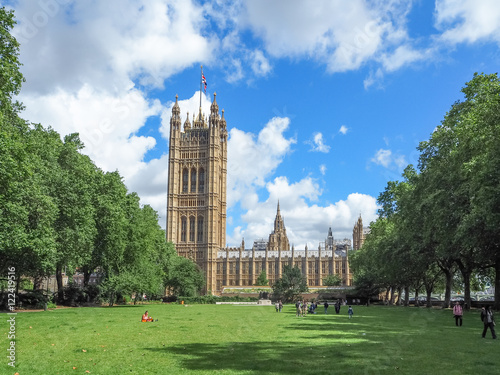 Victoria Tower on a summer day, the south-west end of the Palace of Westminster in London