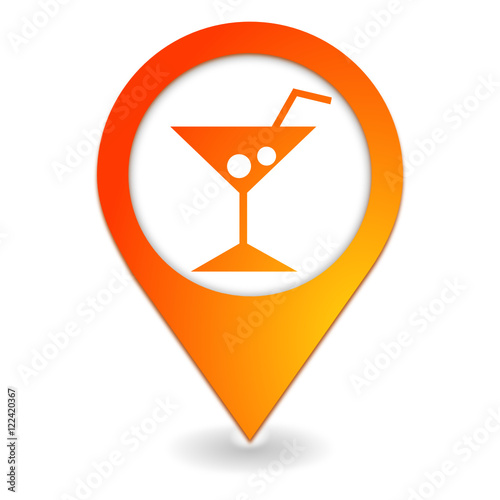 symbole cocktail géolocalisation orange
