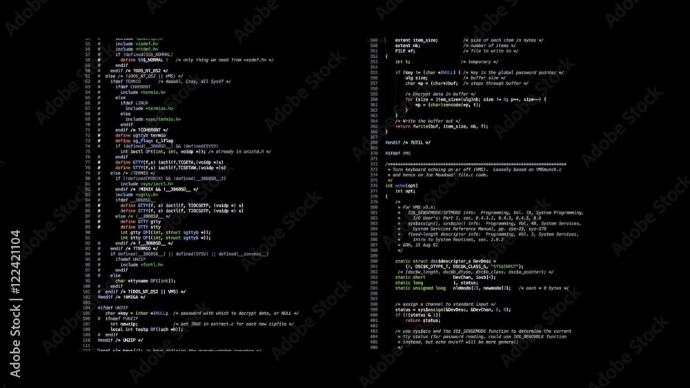 Program code. Scrolling program code in C language. The code was released into the public domain. Program code. Scrolling program code in C language. The code was released into the public domain.