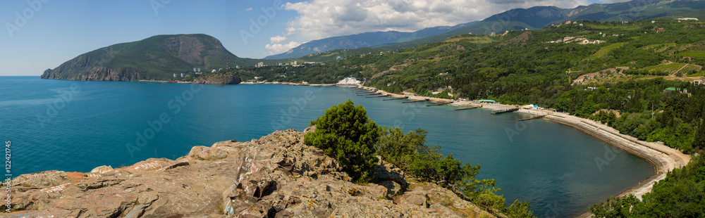 View of the Ayu-Dag mountain and kuchuklambatsk bay from Cape Plaka Crimea