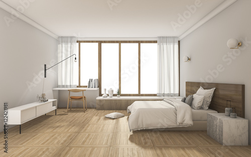 3d rendering nice contemporary bedroom with daylight from window