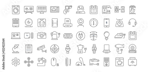Set Vector Flat Line Icons Appliance
