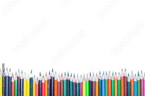 color pencils on white background isolated