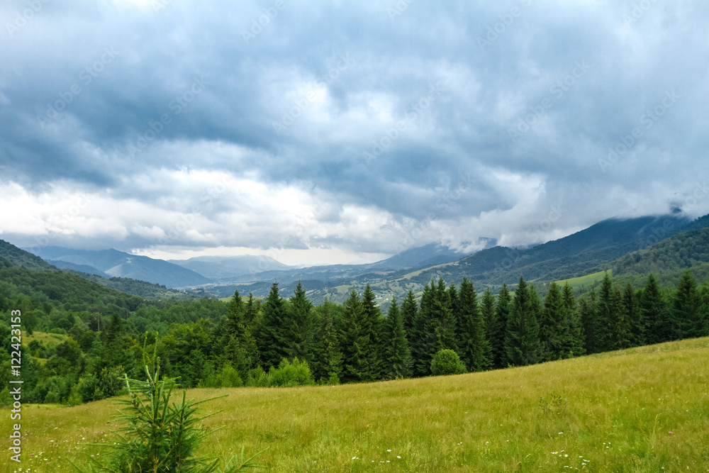 Beautiful landscape of Ukrainian Carpathian mountains.