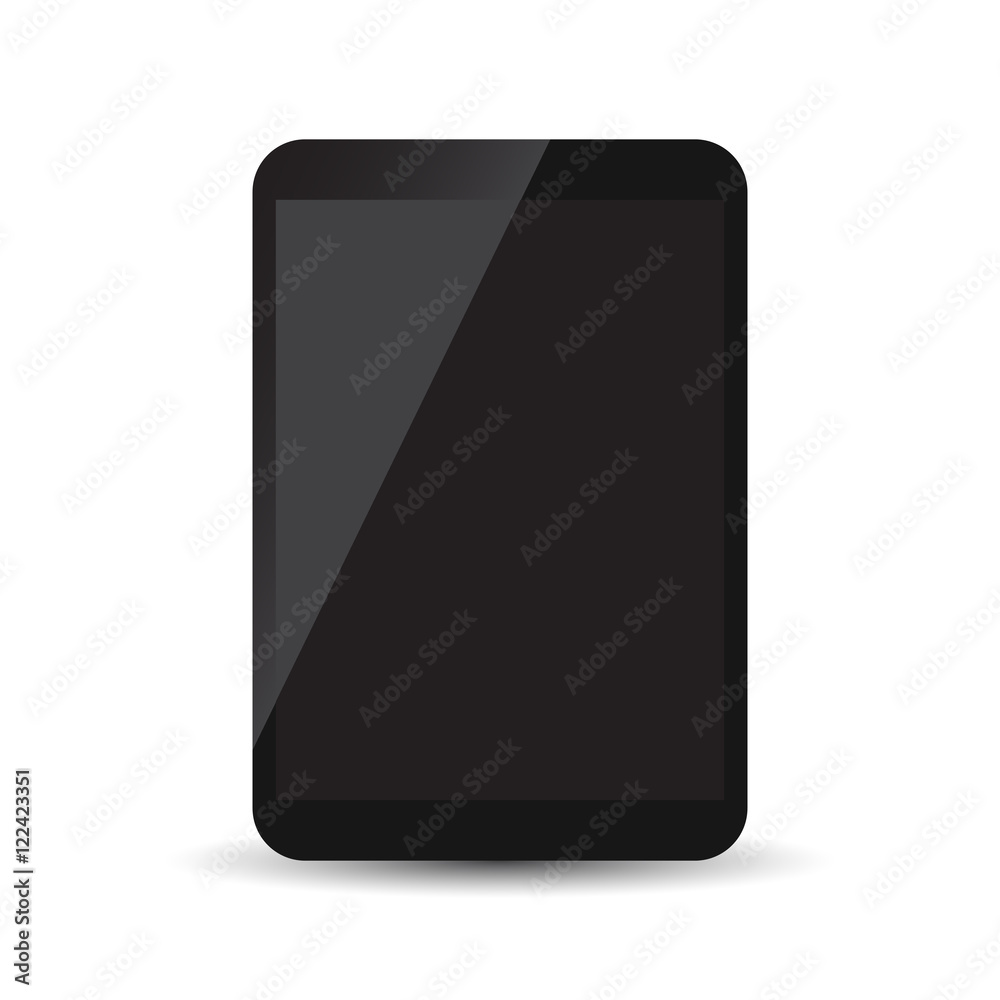 Tablet with black screen flat icon. Computer vector illustration on white background. Tablet with black screen flat icon. Computer vector illustration on white background.