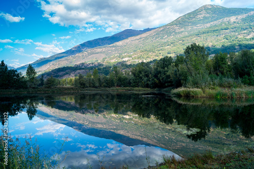 lake and mountain with reflection