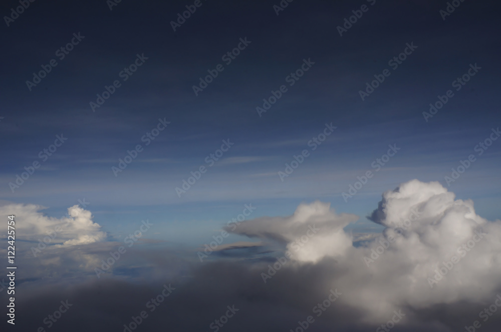 Aerial view white cloud with background blue sky Aerial view white cloud with background blue sky