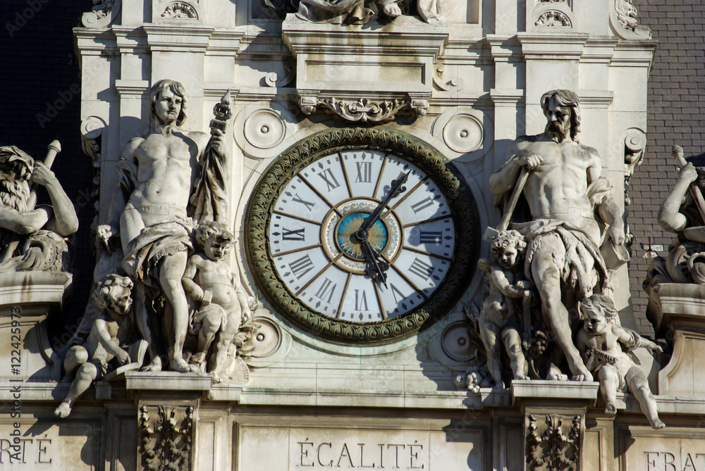 Horloge de l'hôtel de ville de Paris, France