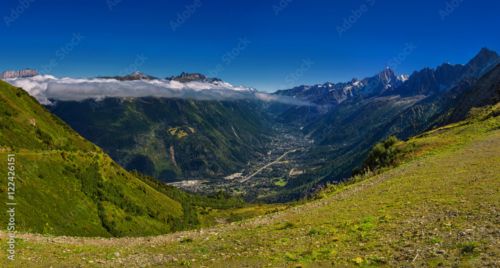 Chamonix panorama of the Alps