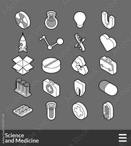 Isometric outline icons set