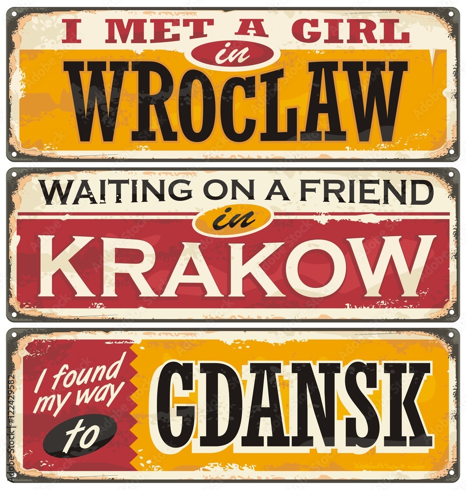 Retro tin signs souvenirs from Poland