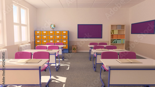 The interior of classroom (3D rendering) 