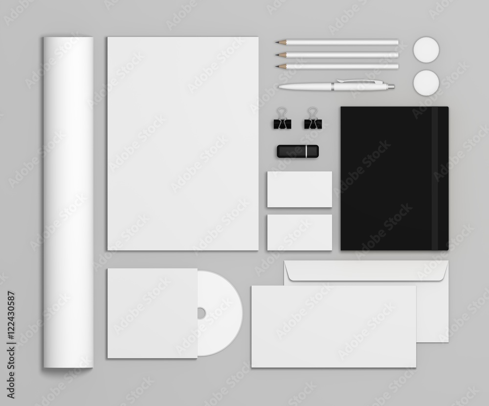 Mockup 3d illustration business brand template on gray background Mockup 3d illustration business brand template on gray background