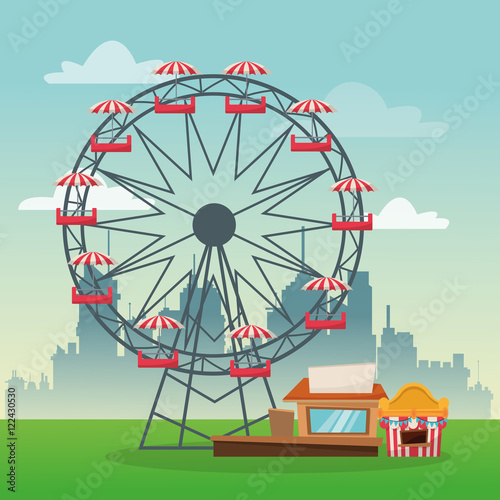 Ferris wheel icon. Carnival festival fair circus and celebration theme. Colorful design. Vector illustration