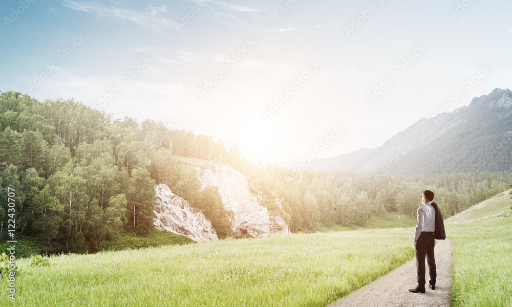 Naklejka premium Achieving top of success