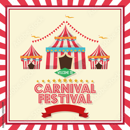 striped tent icon. Carnival festival fair circus and celebration theme. Colorful and frame design. Vector illustration