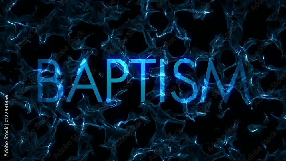 A looping background of abstract fractal water over BAPTISM title that interacts with text.