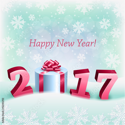Happy New 2017 Year and a Gift Box