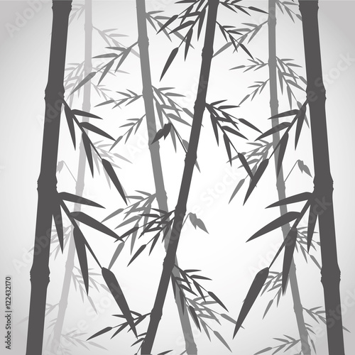 Bamboo trunk with leaves icon. Nature plant decoration and asia theme. Silhouette design. Vector illustration