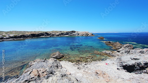 Eastern view of "Favaritx" beach, one of the most beautiful spots in Menorca, Balearic Islands, Spain.