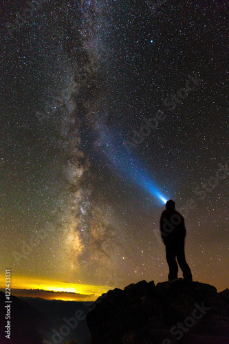 Silhouette of a man looking at stars