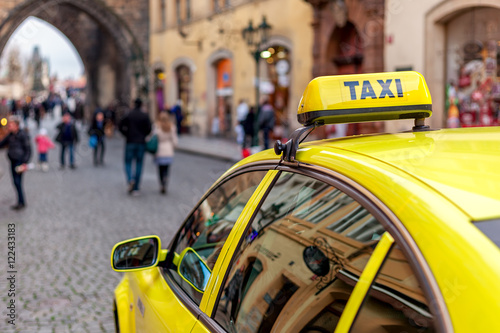 Taxi on the street of Prague.