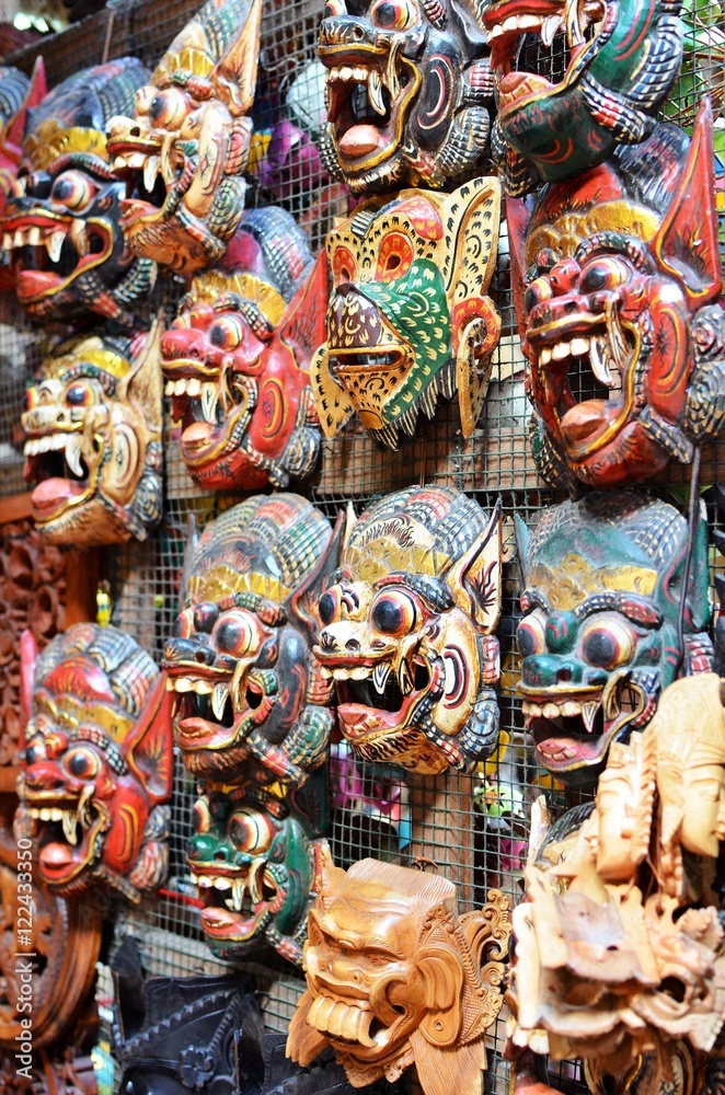 Famous masks souvenirs at Ubud Market