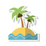 Palm tree beach and sea icon. Summer vacations and sea lifestyle theme. Isolated design. Vector illustration