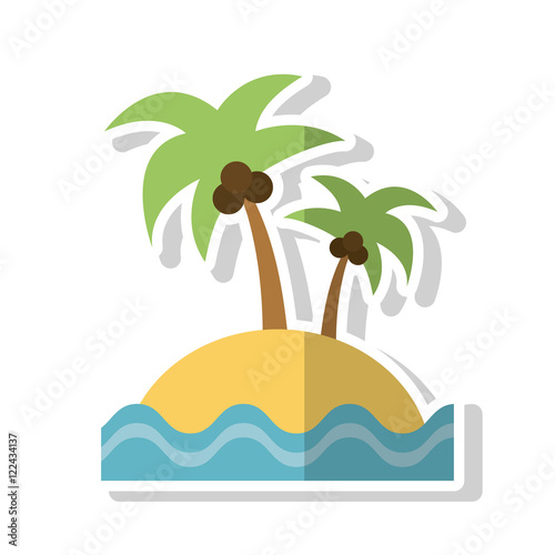 Palm tree beach and sea icon. Summer vacations and sea lifestyle theme. Isolated design. Vector illustration