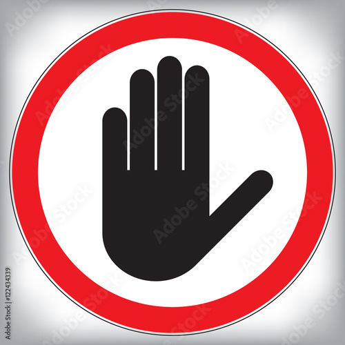 Black silhouette vector hand stop prohibition sign