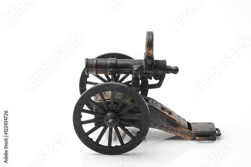 Toy cannon / Vintage toy, cannon on white background.