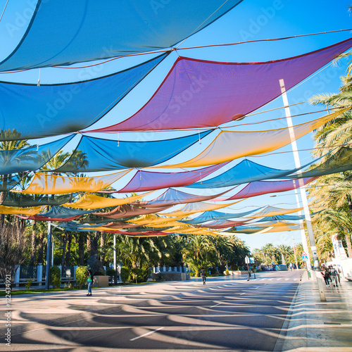 Street under a canopy in the city of Elche. Region Alicante. Spain