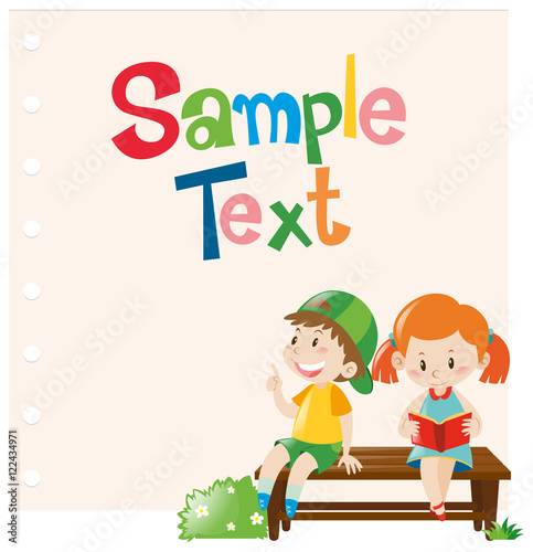 Paper design with boy and girl on bench