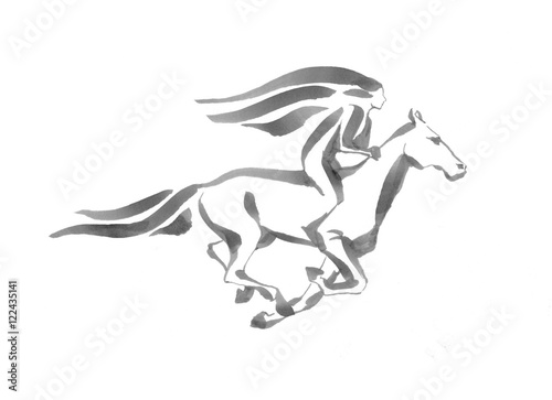 Girl riding a running horse