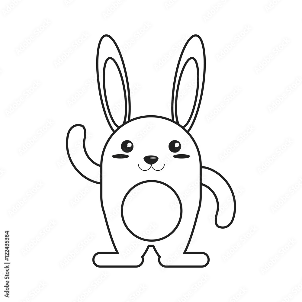 Fototapeta premium Rabbit cartoon icon. Animal kawaii and character theme. Isolated and silhouette design. Vector illustration