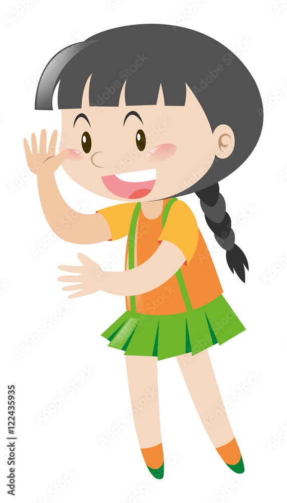 Little girl waving hello