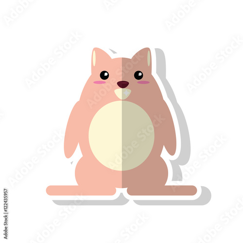 Fototapeta Naklejka Na Ścianę i Meble -  Beaver cartoon icon. Animal kawaii and character theme. Isolated design. Vector illustration